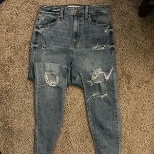 DAZE DENIM Moneymaker Light Blue Distressed High Rise Skinny Jeans